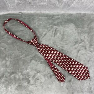 Stagg Boy's 100% Silk Neck Tie 2.75" x 11" Red w/ Dogs Pretied Zipper